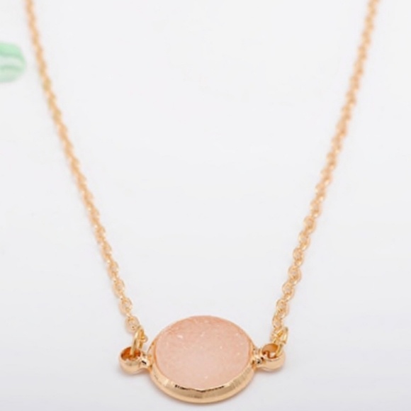 Ocean Dreams Jewelry - 💕 1 left💕Rose Druzy Crystal Gold Charm Necklace